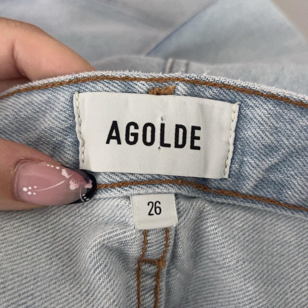 Agolde Low Rise Loose Mid Jeans Womens 26x30 Blue Light Wash Baggy Wide Leg - Picture 9 of 12